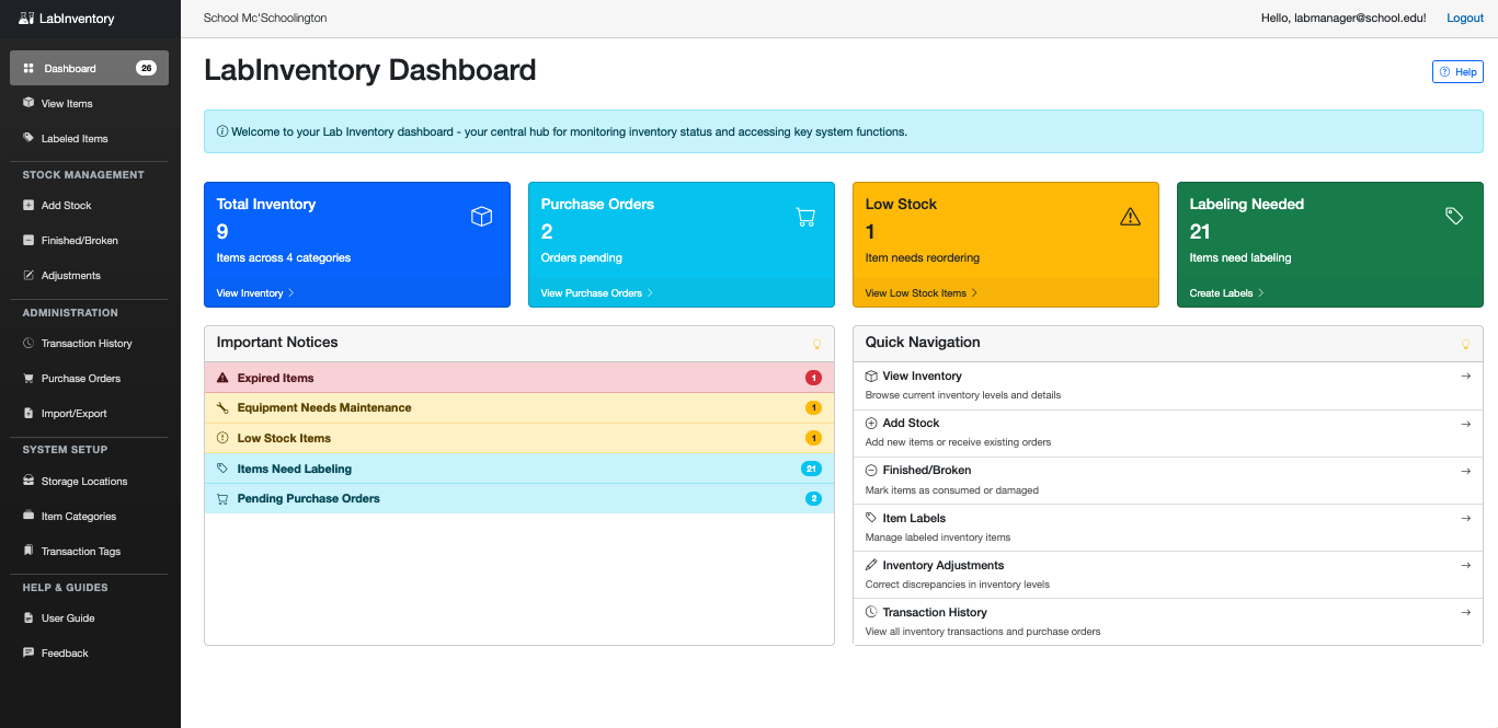 Inventory Dashboard