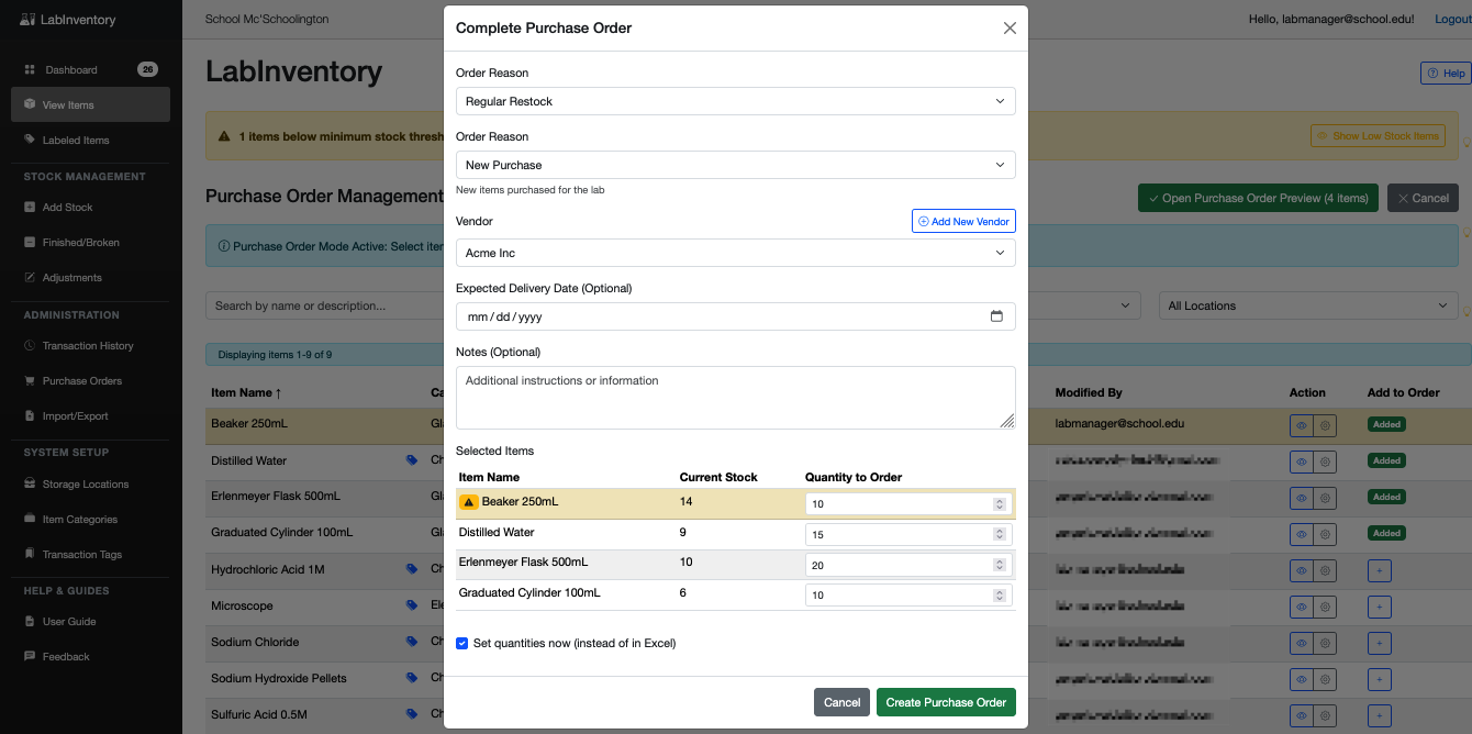 Purchase Order Management